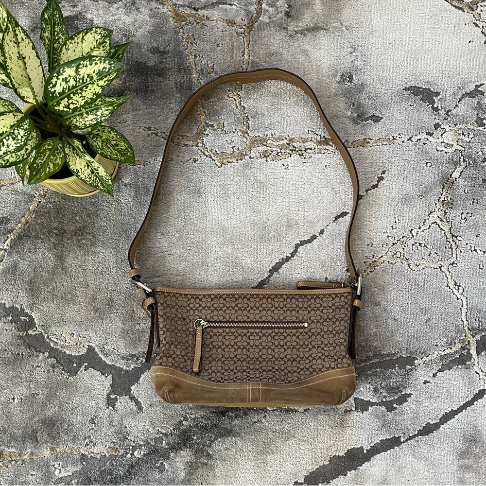 Vintage Coach Y2k Brown Monogram Rectangular Cros… - image 1